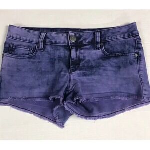 DECREE Purple Black Micro Mini Jean Shorts Juniors Womens Sz 5 Denim‎ Jorts